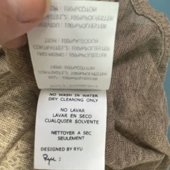 RYU Brown Knit & Cream Lace Back Tie Boho Shabby Chic Tunic Tank Top, Small - Picture 6 of 9